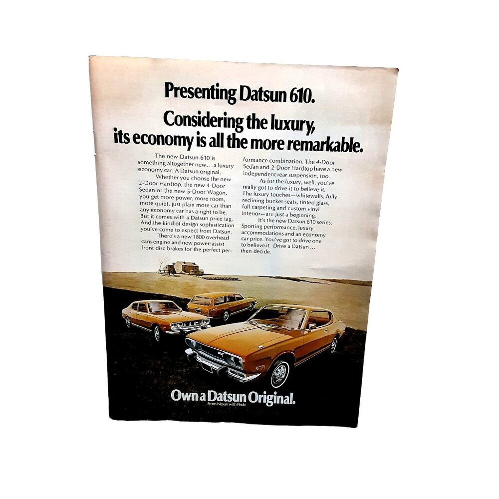1973 NIssan Datsun 610 Car Original Vintage Print Ad